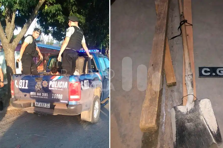 Se metieron a una obra y se "afanaron" dos tirantes de madera y una pala