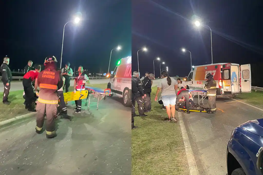 Derrapó con la moto en Ruta 34, quedó tendido sobre el asfalto y tuvo que ser trasladado al hospital