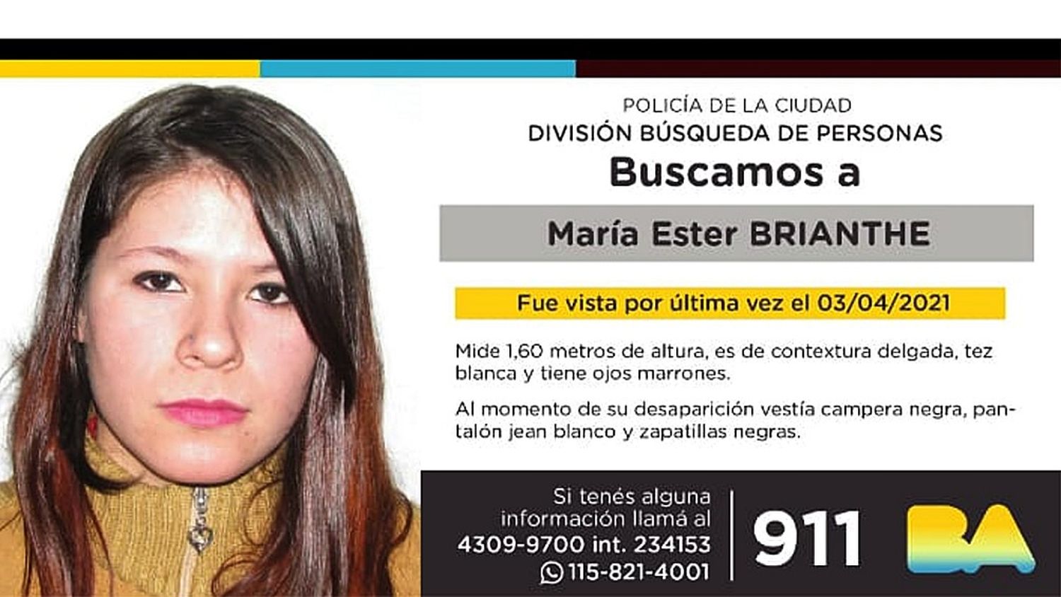 Buscan a una joven de 18 años desaparecida desde hace más de una semana en La Boca