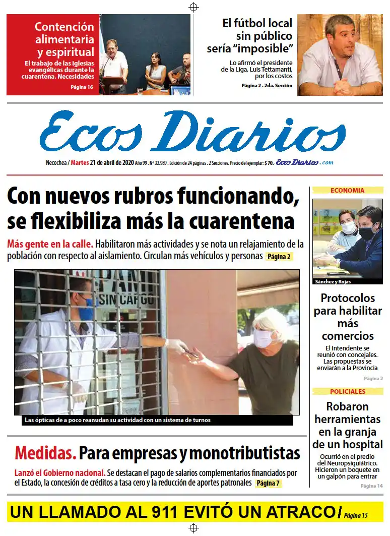 Tapa del 21 de abril de 2020