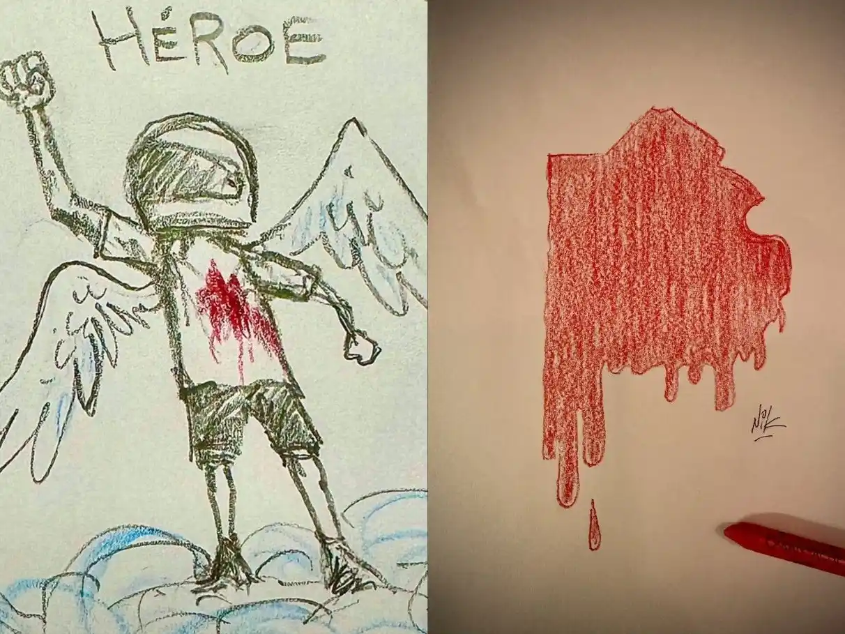 Los dibujos de Nik alusivos al crimen de Lucas en Moreno.
