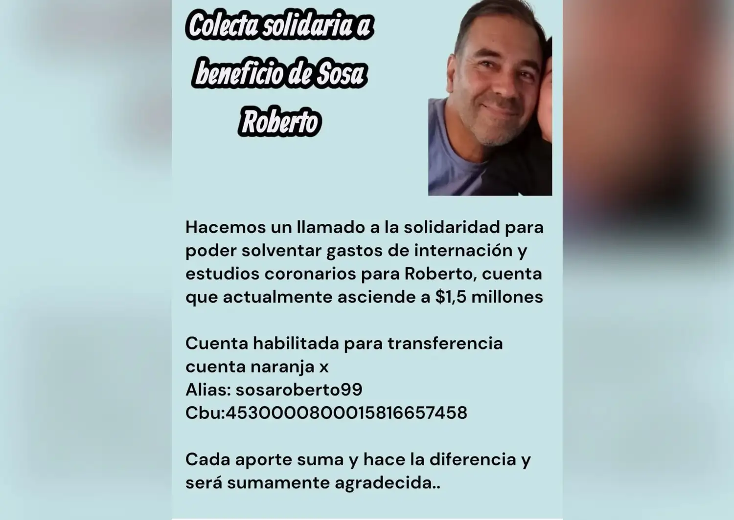 Pedido de colaboroación para Roberto Sosa
