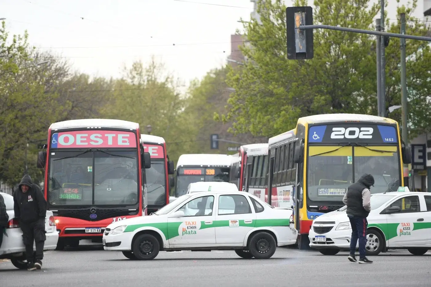 La protesta fue impulsada por choferes de diferentes paradas céntricas. Foto: 0221.com.ar