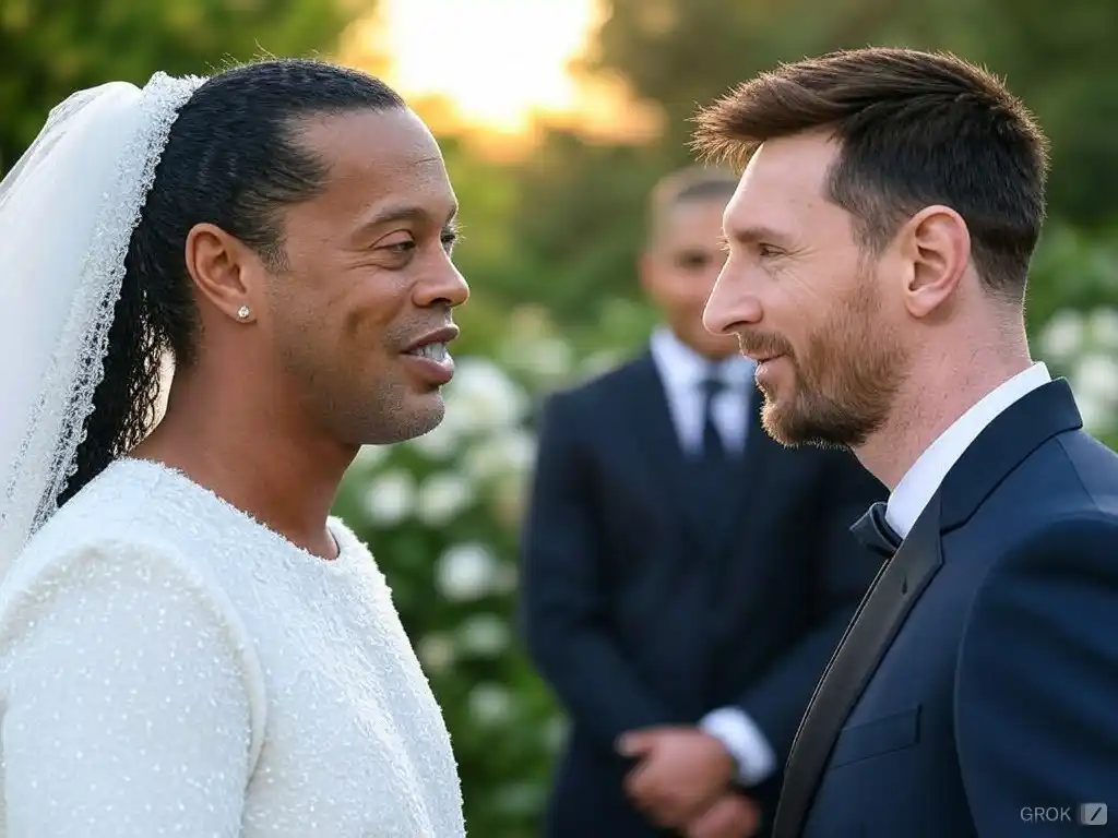 Messi en su casamiento con Ronaldinho