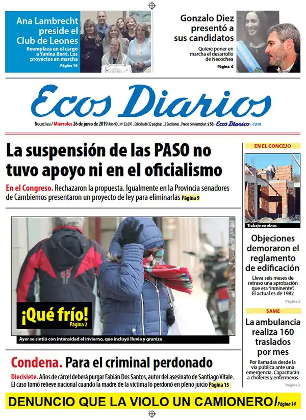 Tapa del 26 de junio de 2019