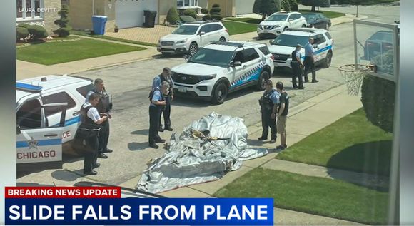 United Airlines 767 Emergency Slide Lands in Chicago Backyard