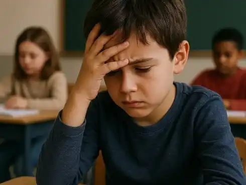 Los niños con ansiedad olvidan rápidamente los contenidos enseñados y evitan tareas nuevas. (Imagen generada con IA)