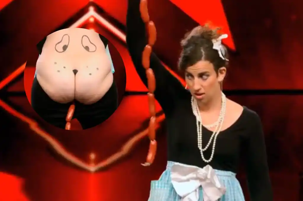 La “artista” y sus salchichas.