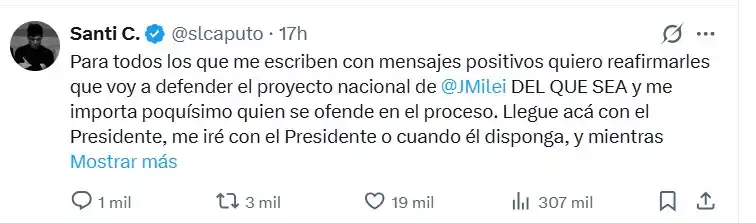 Santiago Caputo en X.