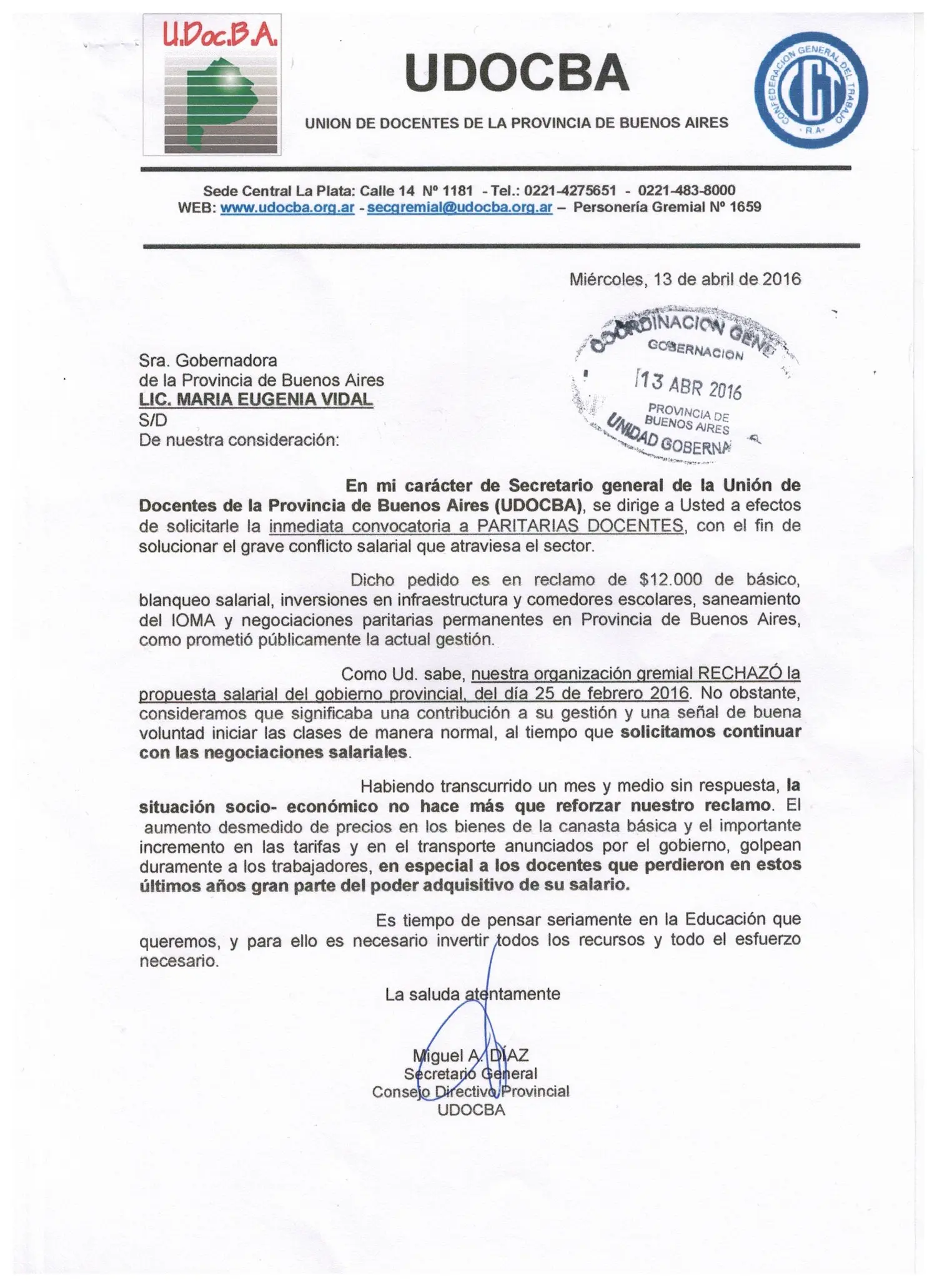 UDOBCA anunció paro para el 11 de mayo