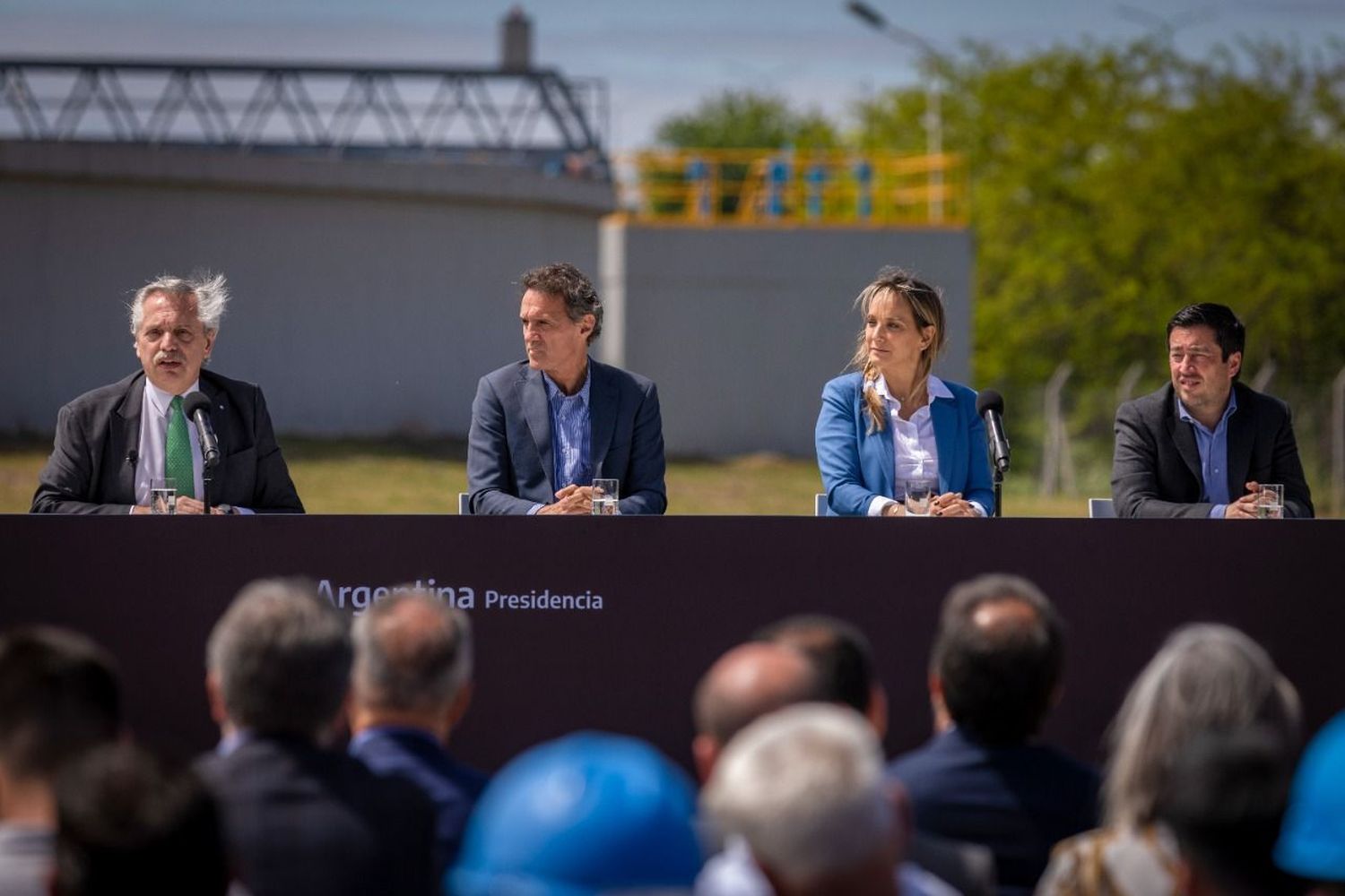 Alberto Fernández, Galmarini y Zabaleta inauguraron la ampliación de una Planta Depuradora en Hurlingham 