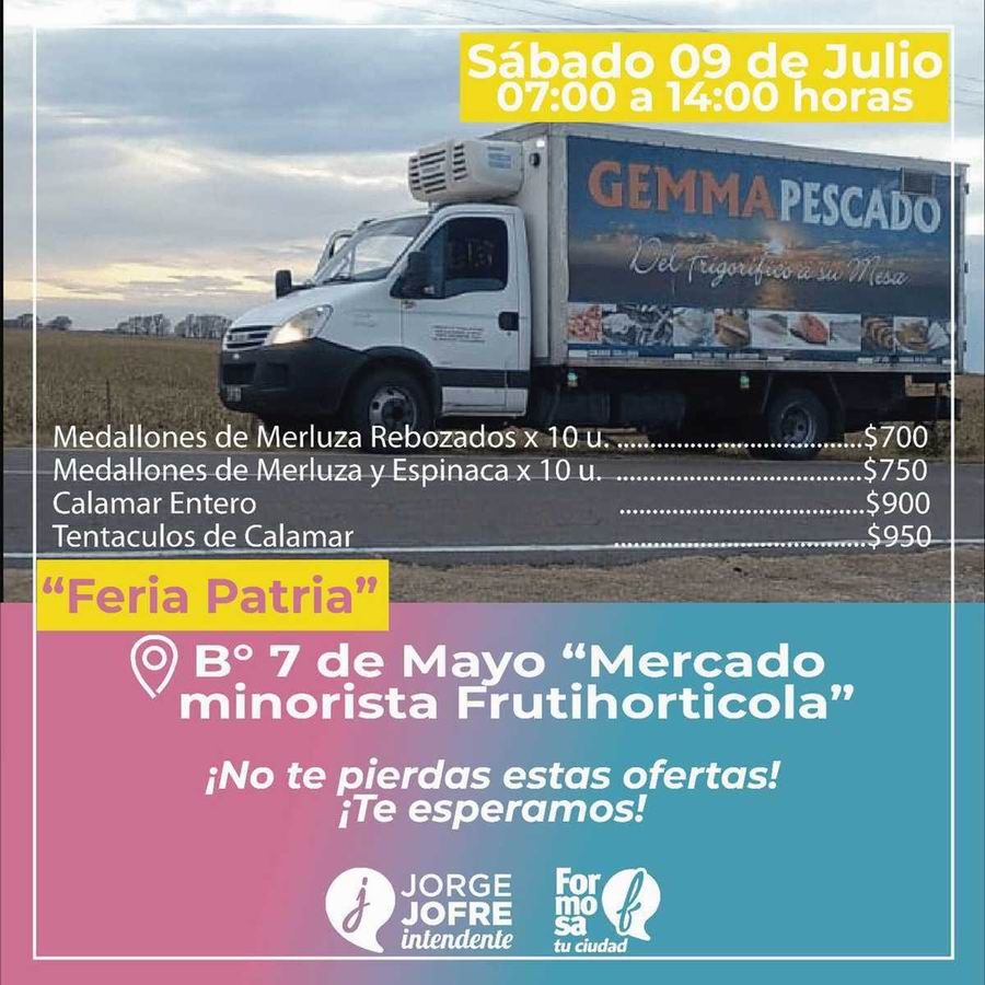 Se realizará gran feria patria en el 
mercado frutihortícola del 7 de Mayo