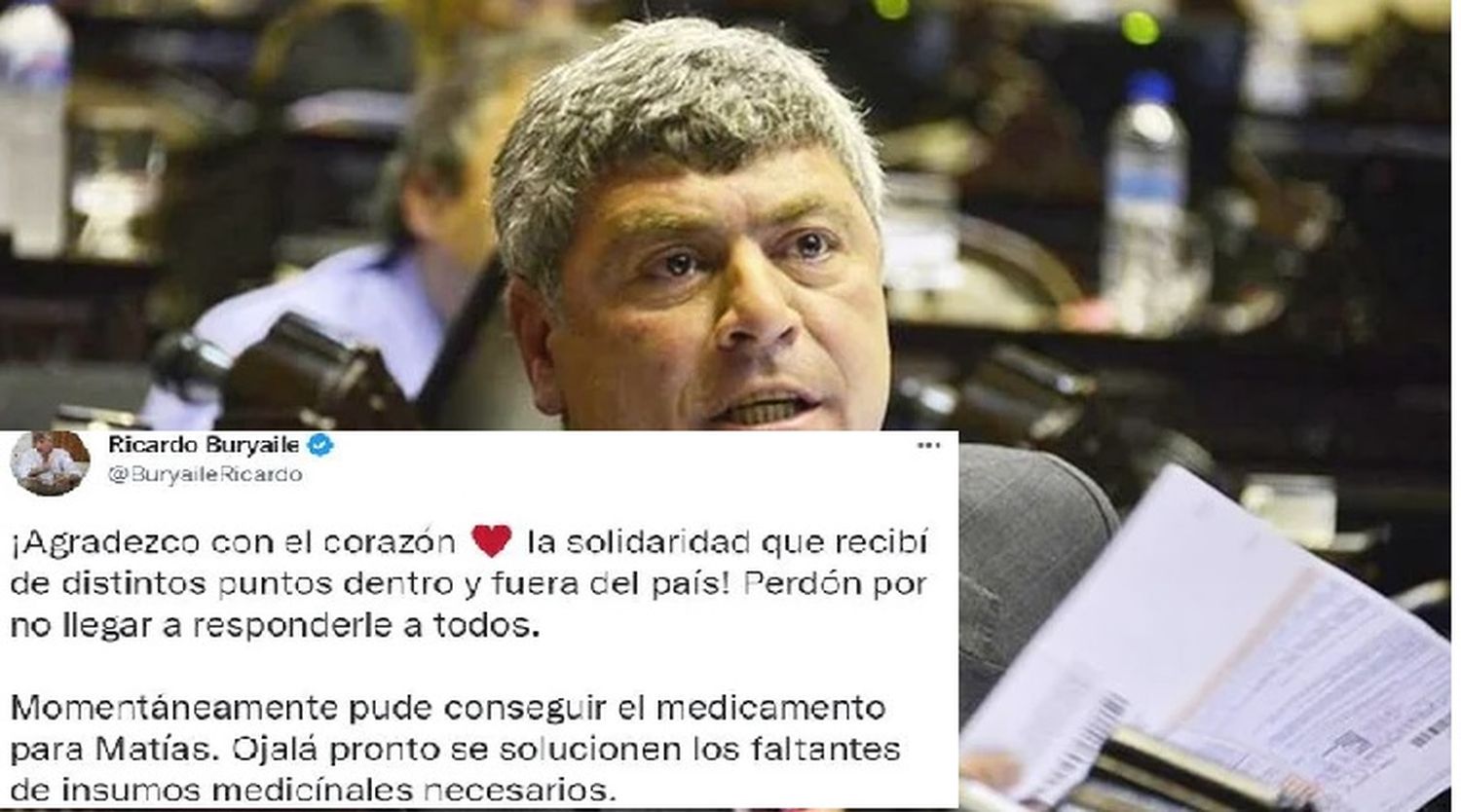 Luego de su pedido desesperado, el diputado Buryaile consiguió el medicamento para su hijo