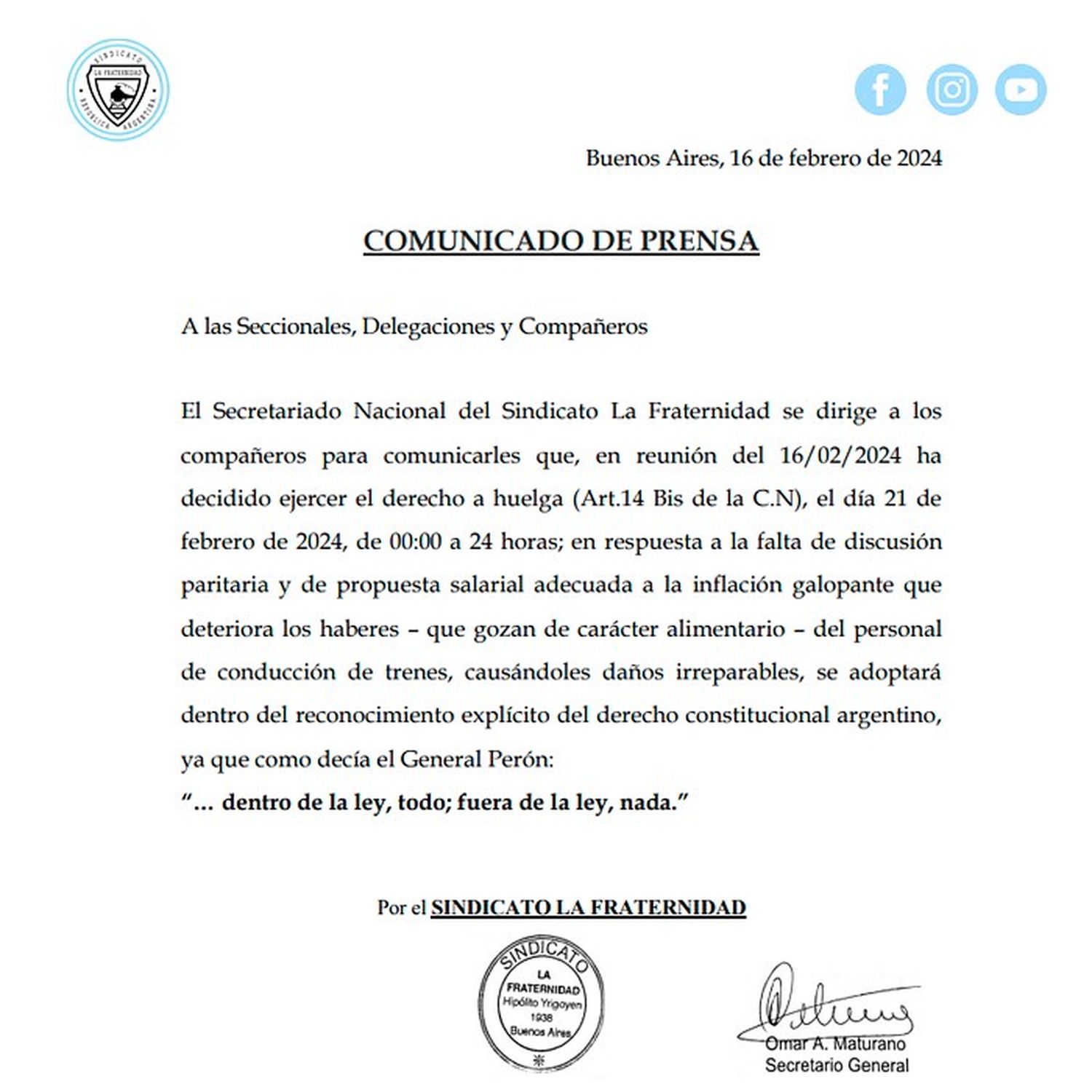 Comunicado de prensa