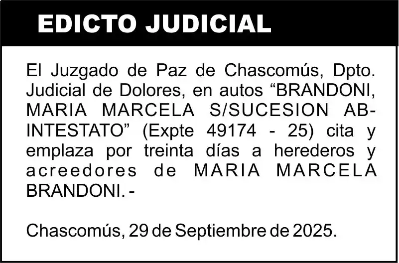 BRANDONI, MARIA MARCELA S/SUCESION AB-INTESTATO