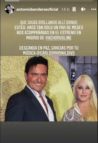 Antonio Banderas también despidió a Carlos Marín. Foto Instagram