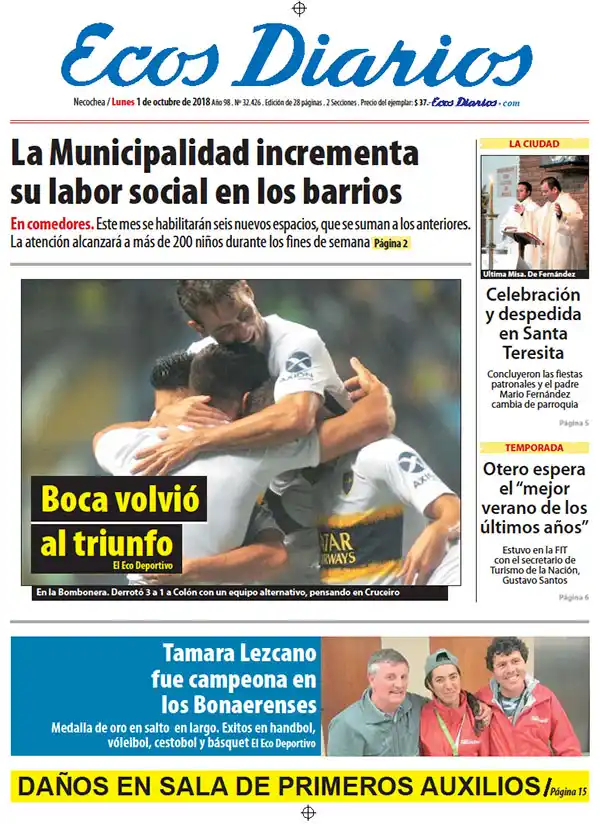 Tapa del 1º de octubre de 2018