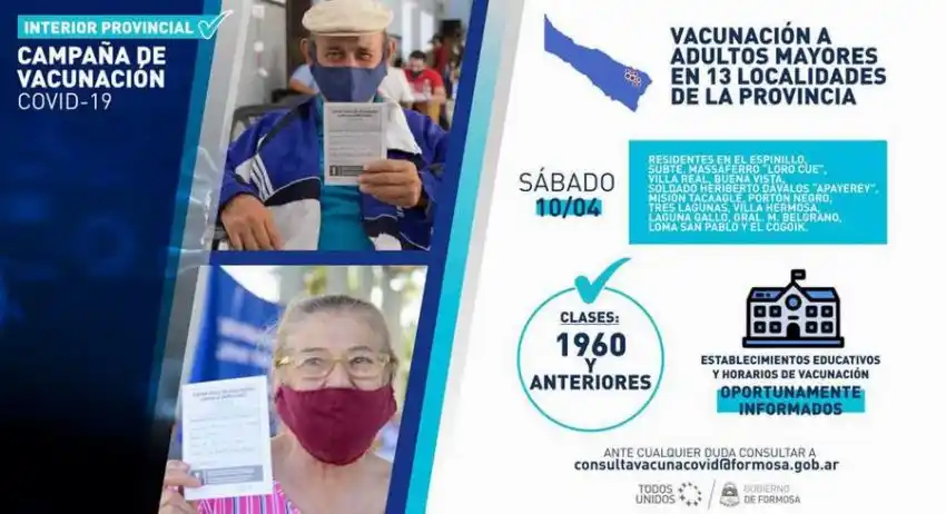 Insfrán anunció la continuidad de la campaña de vacunación en 13 localidades
