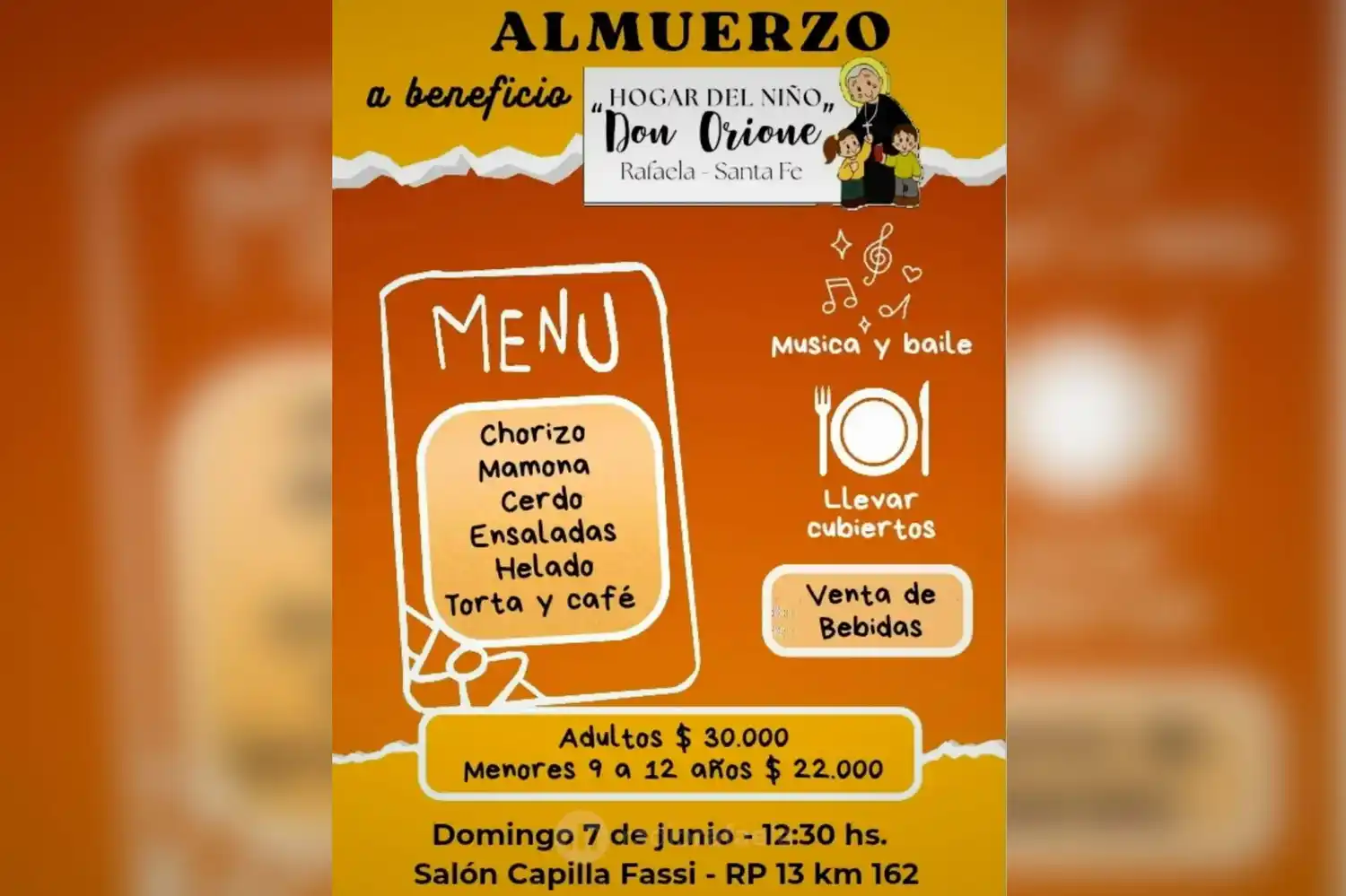 Desde el Hogar del Niño “Don Orione” lanzaron un almuerzo a beneficio para sostener la institución
