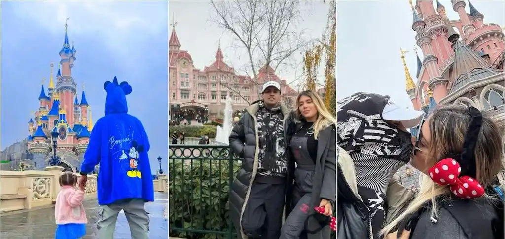L-Gante y Wanda Nara en Euro Disney