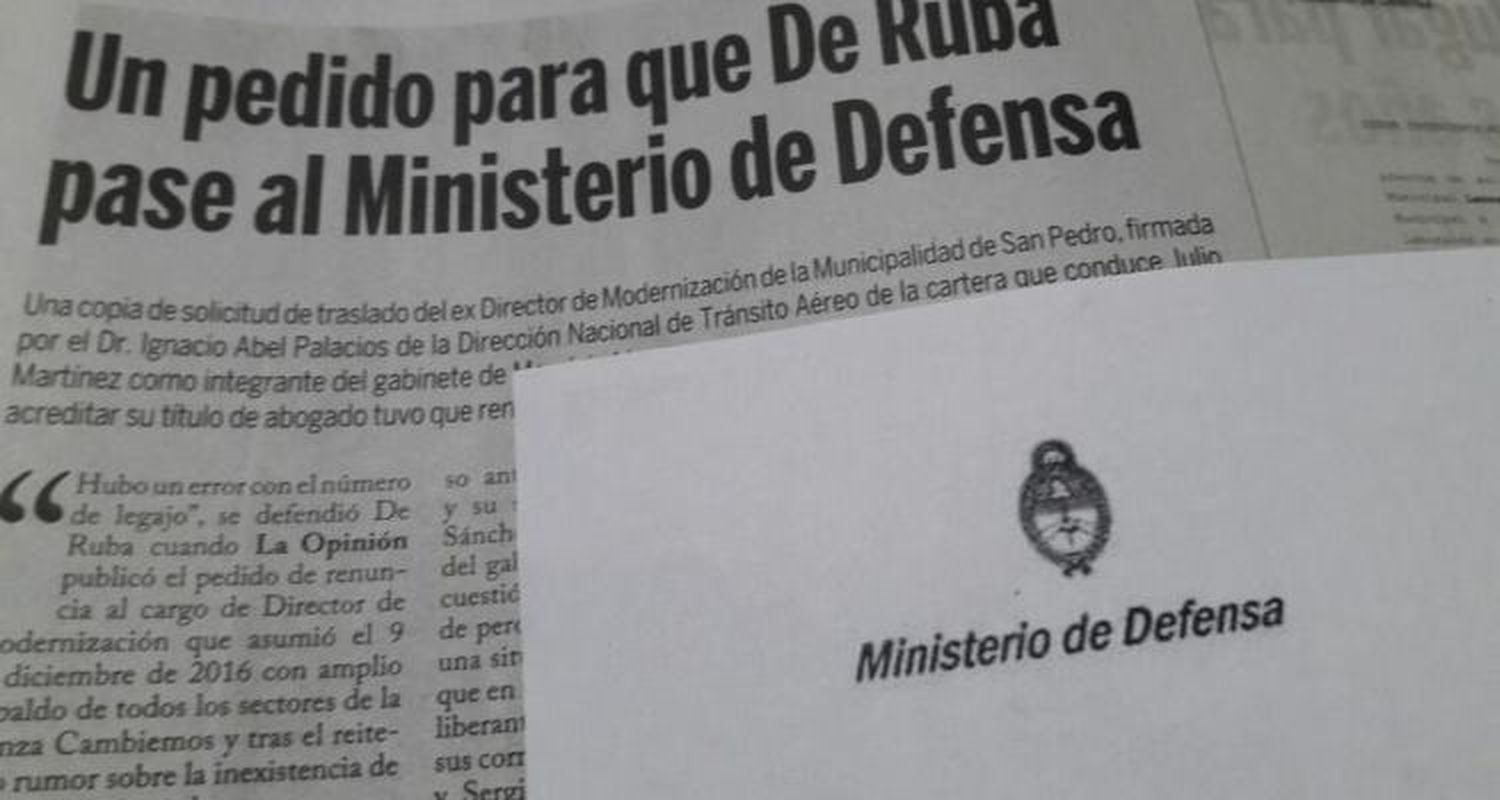 De Ruba fue pedido oficialmente por Tránsito Aéreo