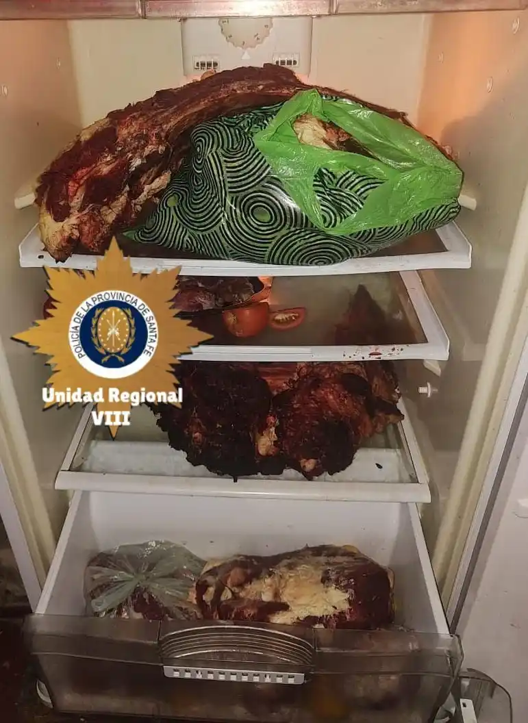 La carne estaba en una heladera de la propiedad.