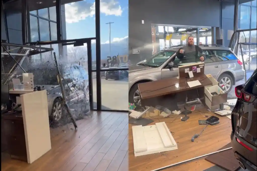 Chocó su camioneta contra una concesionaria