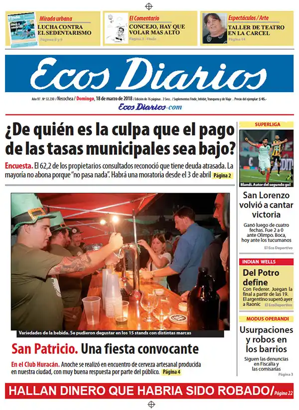 Tapa del 18 de marzo de 2018
