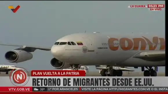 SEGUNDO VUELO DEL DÍA: llegaron otros 198 migrantes venezolanos provenientes de Texas, con escala en Honduras