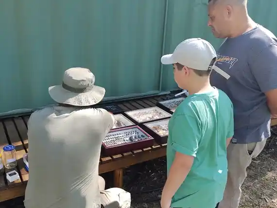 Exposición de restos fósiles en el parque recreativo Minuanes