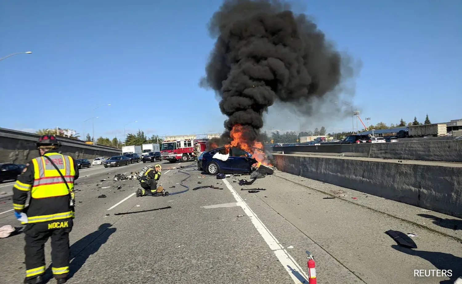 Wei Lun Huang was traveling using an autopilot feature when the Model X drove into a concrete median