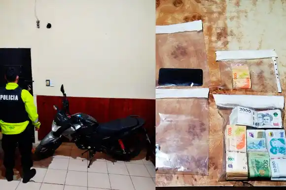 La Guardia Provincial detectó a dos personas en moto con un bloque de cocaína y "dos palos" en efectivo