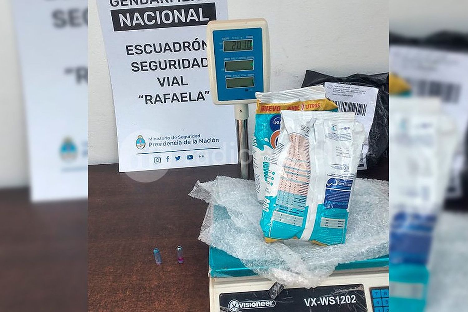 La delegación rafaelina de Gendarmería Nacional encontró cocaína camuflada como "leche en polvo"