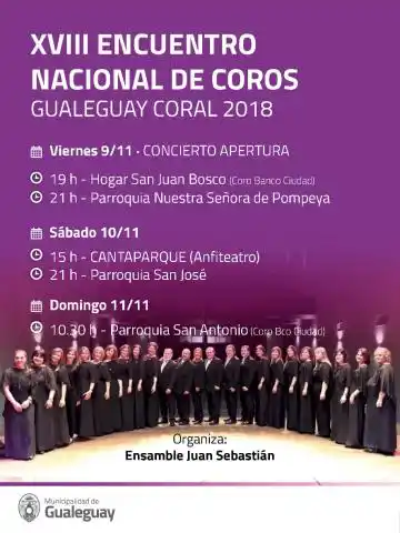 Hoy comienza el XVIII Encuentro Nacional de CorosGualeguay Coral 2018
