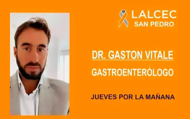 Gastoenterólogo en Lalcec: el Dr. Gastón Vitale atiende el jueves 27
