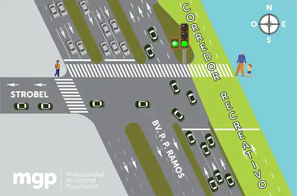 Por el nuevo corredor recreativo, realizan cambios en los movimientos de los semáforos