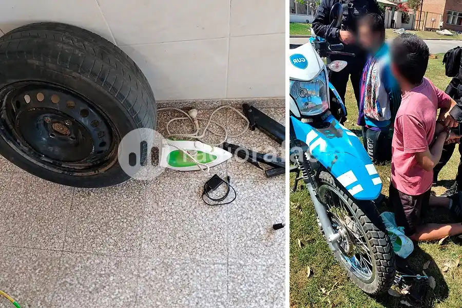 Los atraparon con una rueda, un gato y una plancha robada: uno era menor