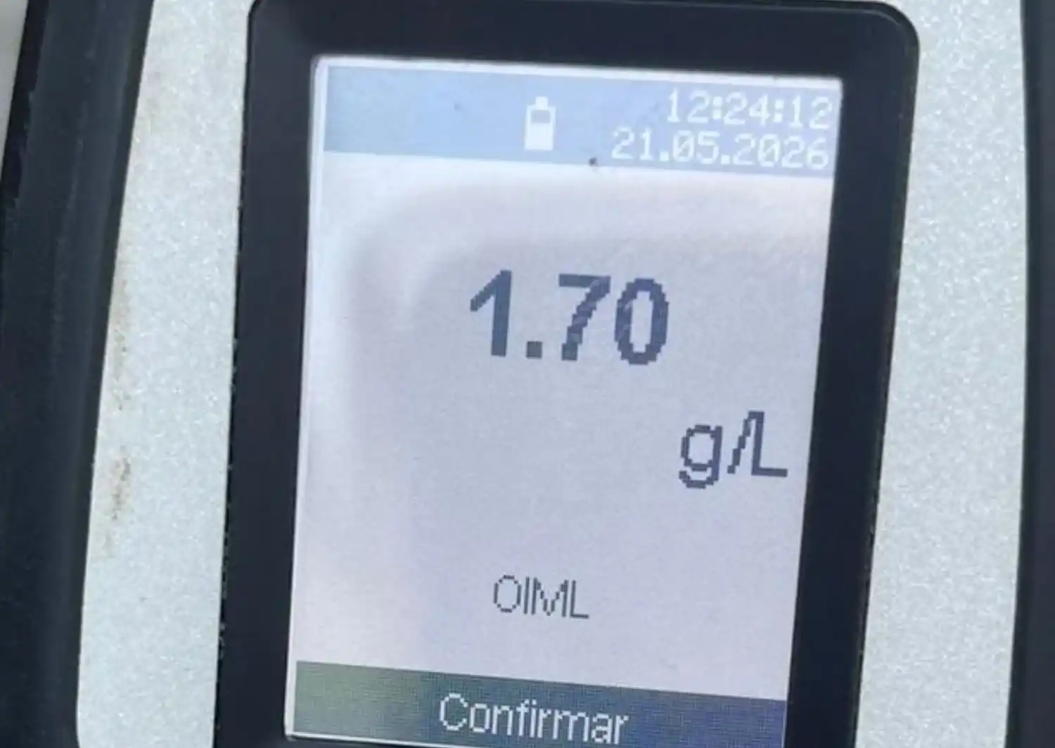 Test de alcoholemia positiva - alcoholímetro
