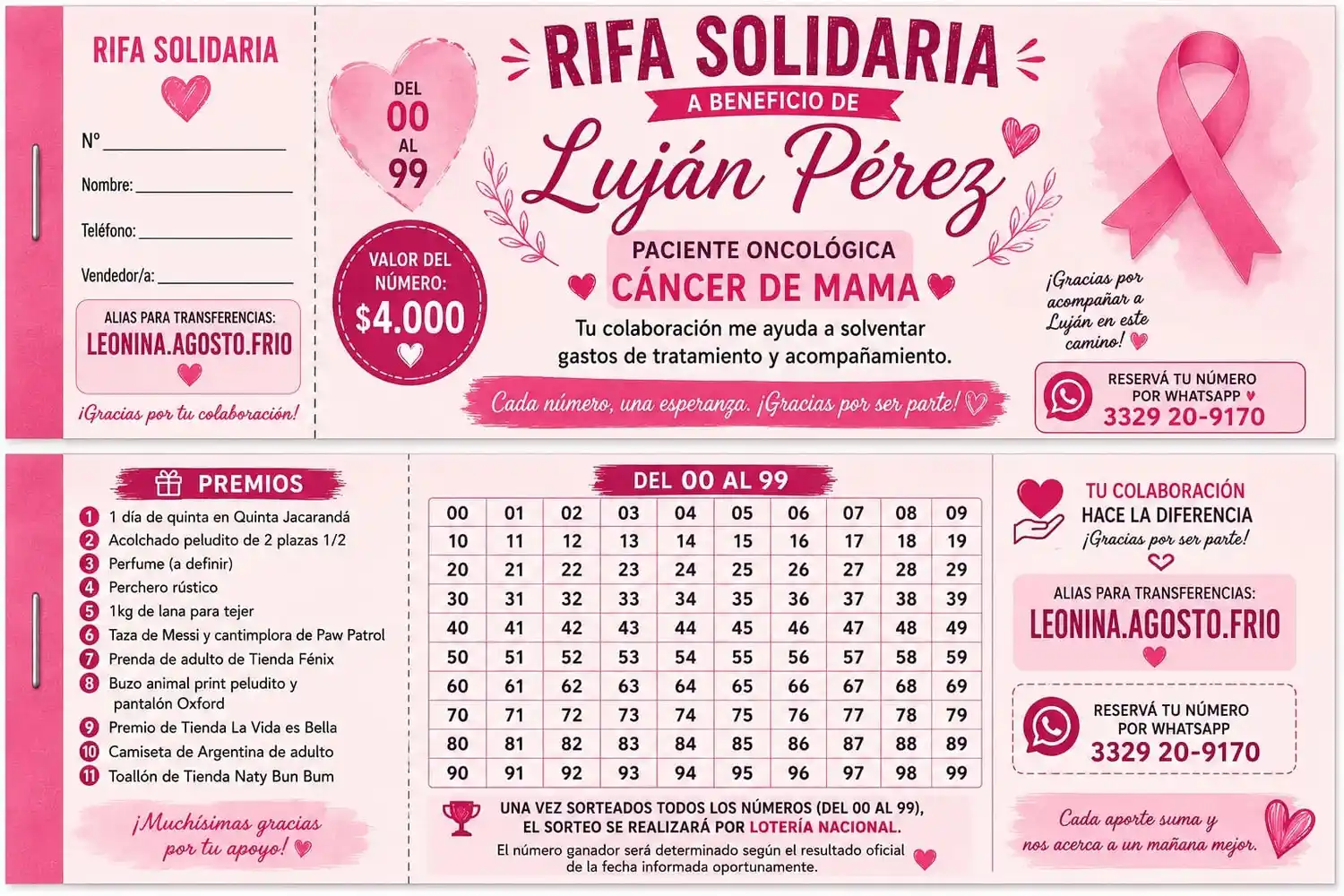 Rifa solidaria para Luján Pérez