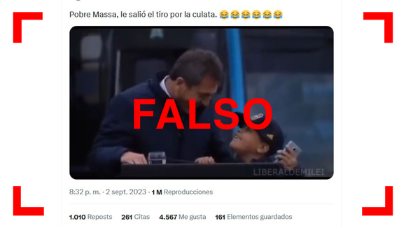 Es falso que un niño le haya dicho a Massa que votará por Milei en un acto en Rosario