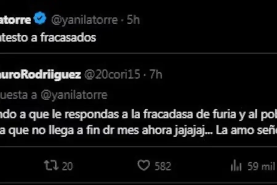      Captura de pantalla de X a @yaninalatorre
