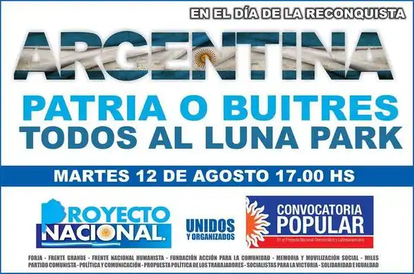 Acto kirchnerista en el Luna Park bajo la consigna "Patria o Buitres"