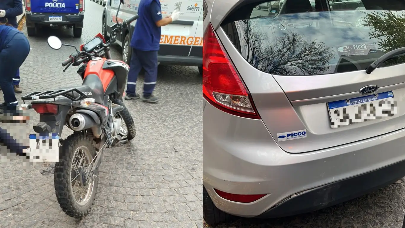 Un auto y una moto protagonizaron un accidente este jueves en el centro