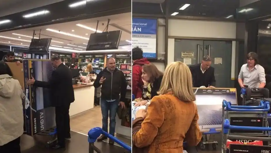Fotografiaron al ministro Bergman trayéndose dos TV gigantes de Chile