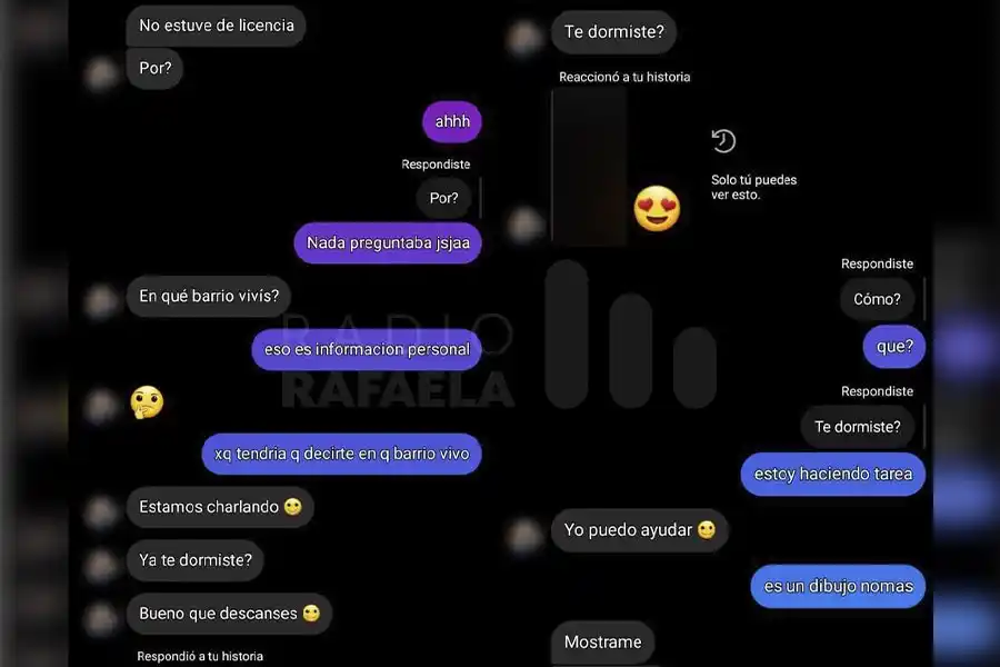 Chats entre el masculino y una de las jóvenes (Foto: redes sociales)