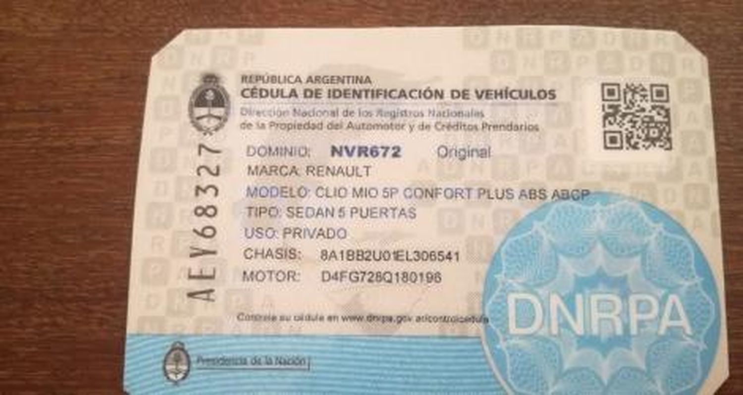 Cédula automotor encontrada