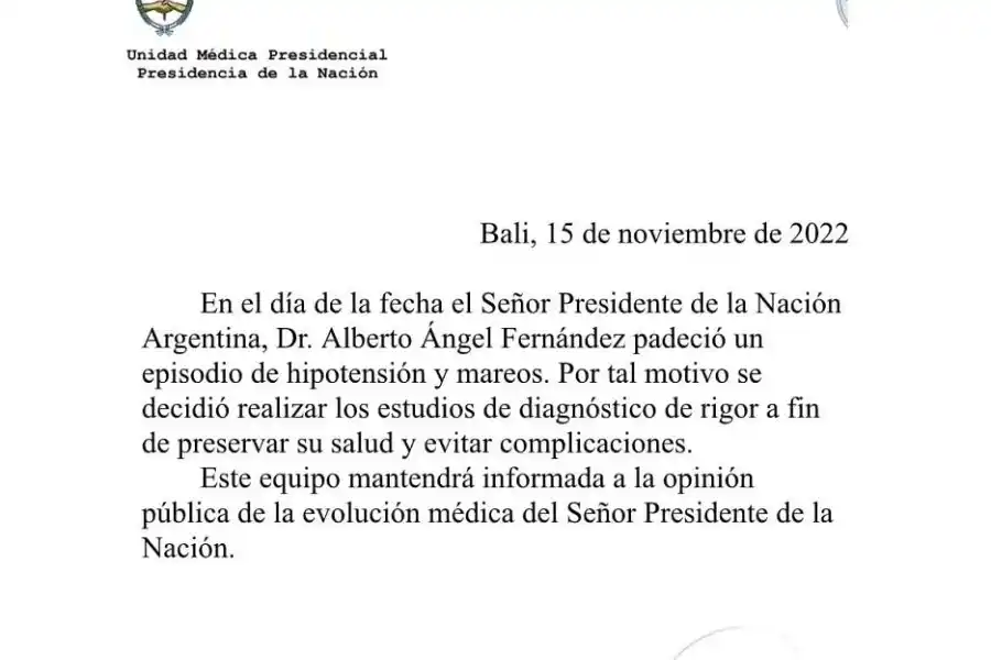 La nota firmada por Francisco