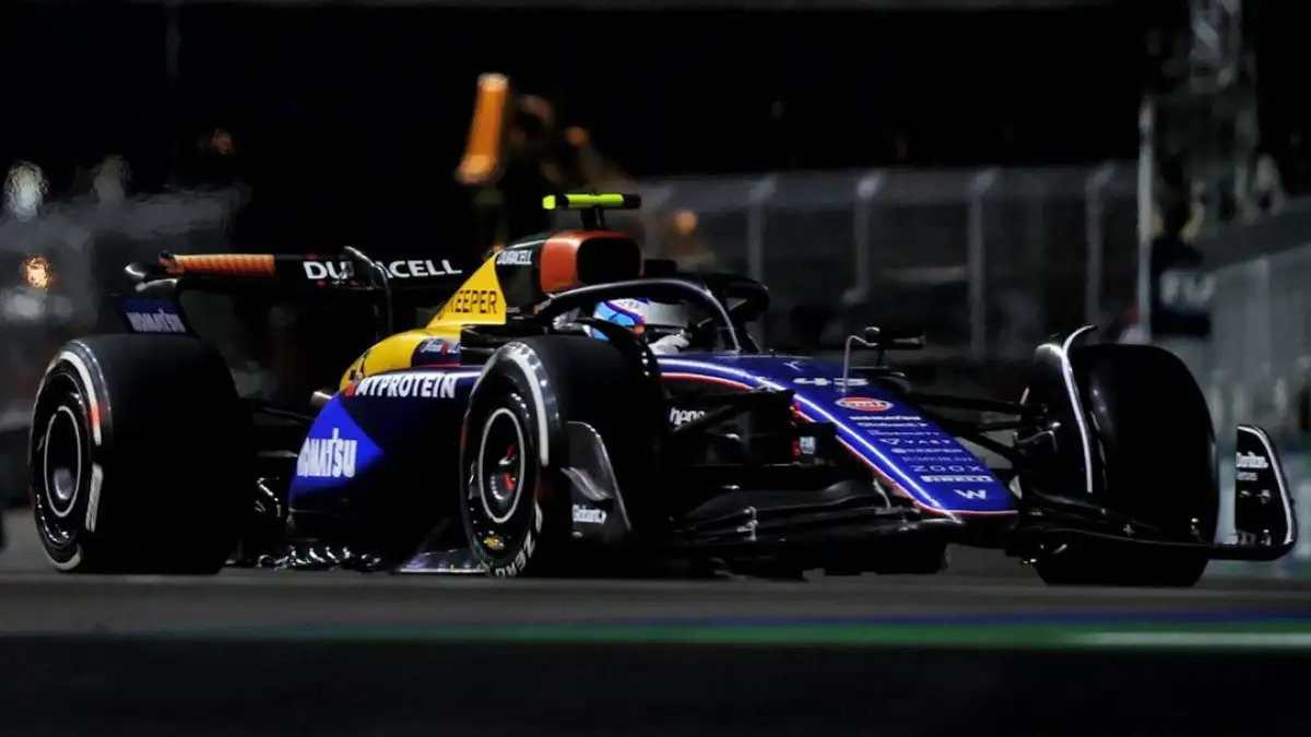 Franco Colapinto, con su Williams número 43, puesto 14 en Las Vegas. - Williams -