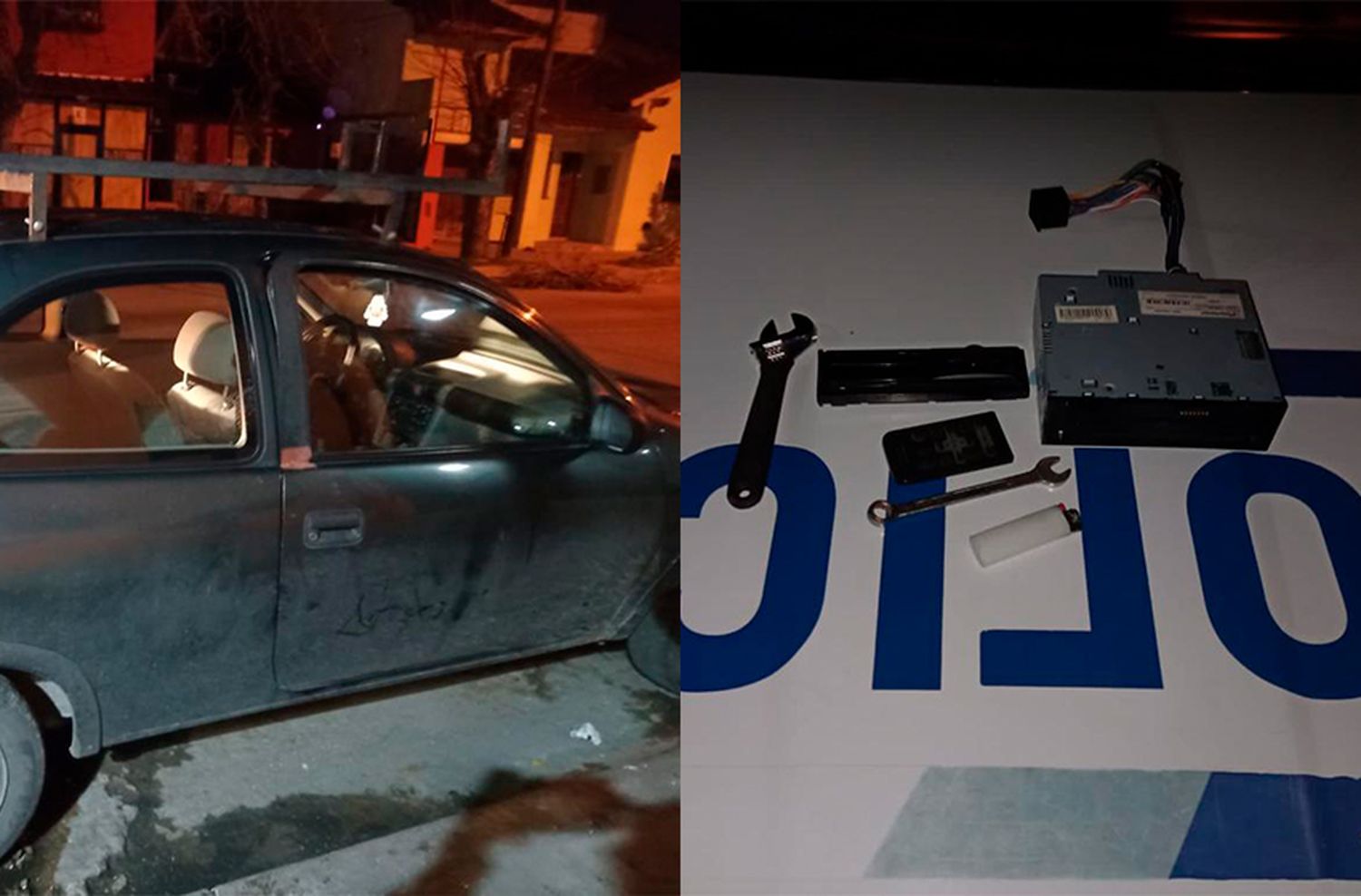 Forzó la puerta de un auto y robó estéreo y herramientas: lo atraparon
