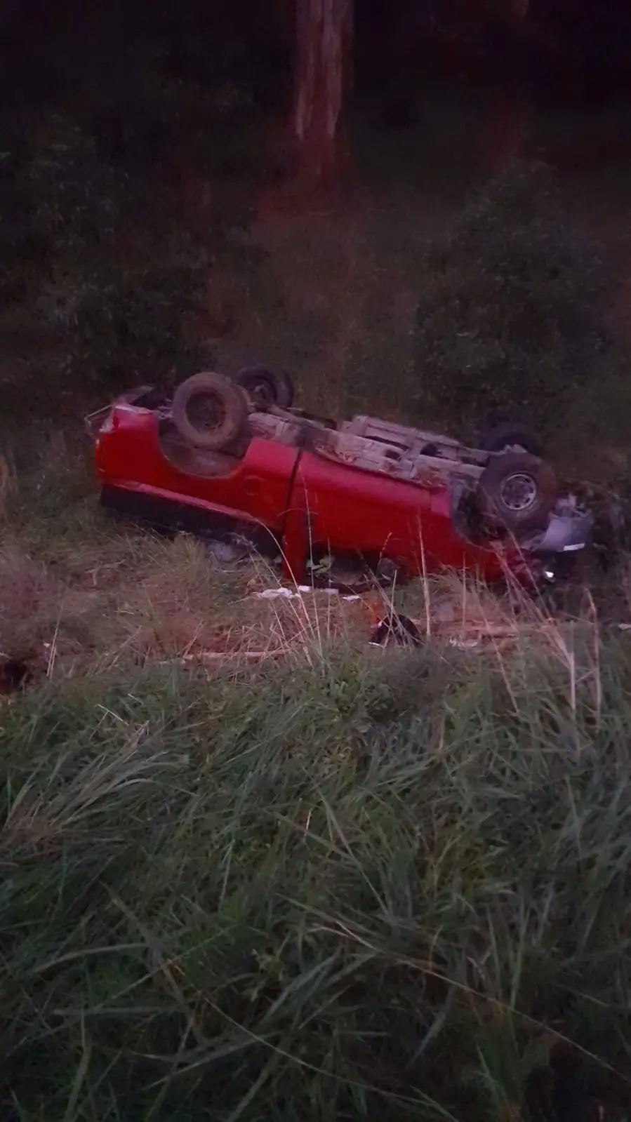 La camioneta que sufrió un desperfecto y terminó sobre la banquina.